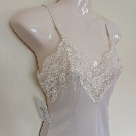 Vintage Ivory Slip Elegant Lace Trim Slip Dress Small - Picture 3 of 9